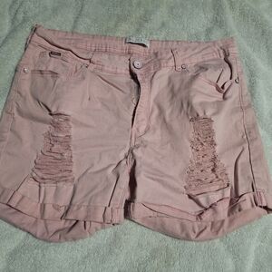 Stylish Pink Distressed Jean Shorts